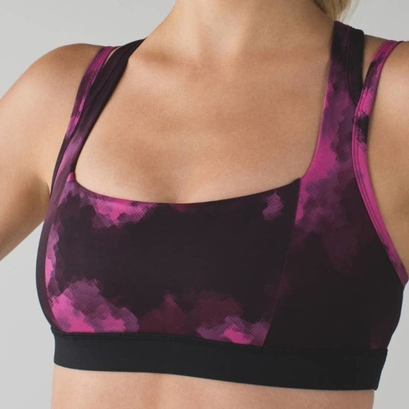 Lululemon Splendour Sports Bra 8 Raspberry Black - Picture 3 of 8